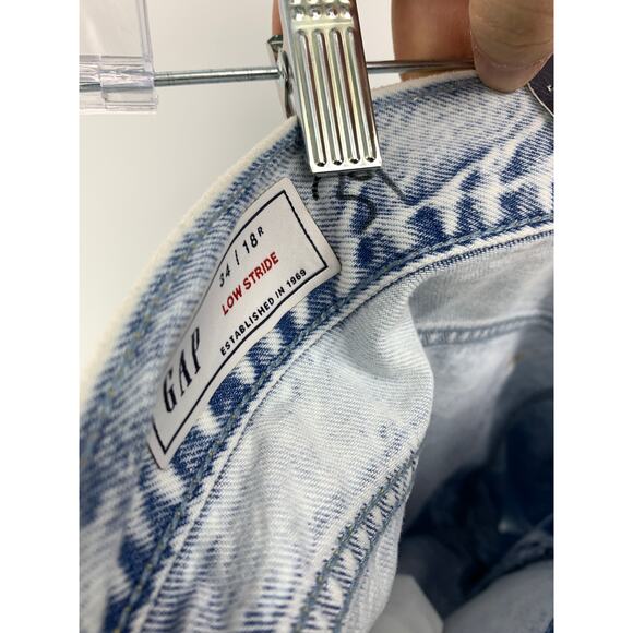 GAP Low Stride Jeans Womens 34 Loose Low Rise No Stretch Distressed Acid Wash - Picture 6 of 7